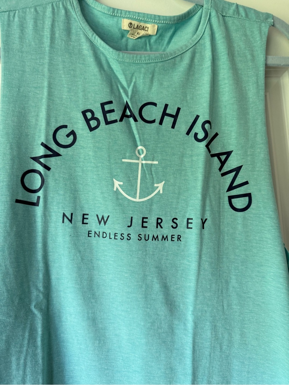 Lagaci Aqua Seafoam Graphic Tank, Long Beach Island, LBI XL (runs like a large)